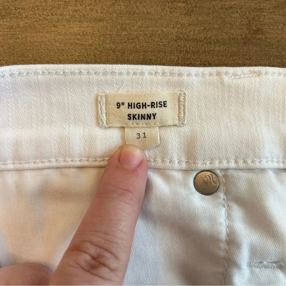 Madewell 9" High Rise Skinny Jeans White Size 31 Raw Hem Style# C1741 - Picture 6 of 12